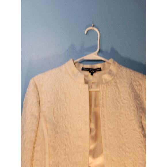 Linda Allard Ellen Tracy White Linen Embroidered Womens Blazer Jacket Size 8 - Picture 3 of 10